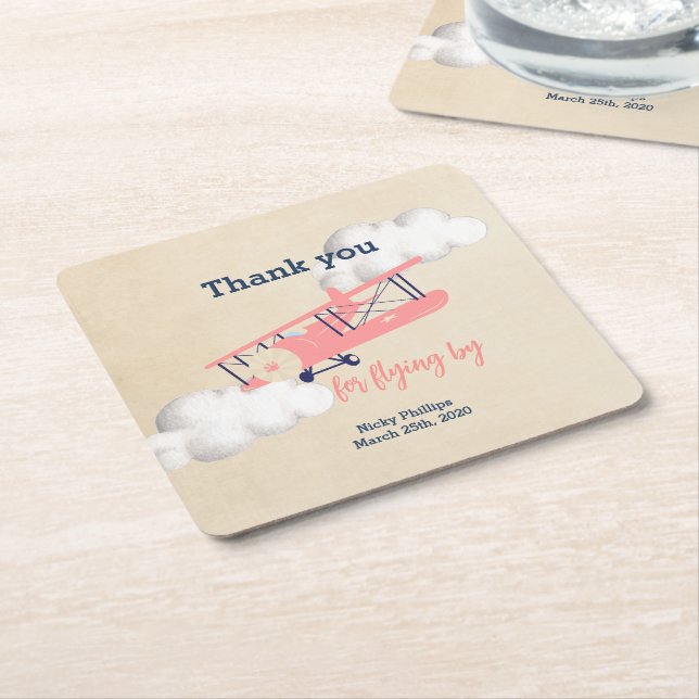 Aeroplane Square Paper Coaster,  Square Paper Coaster (Angled)