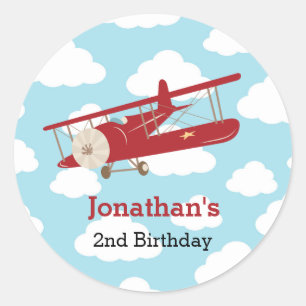 Aeroplane Stickers (Vintage Red Plane Boy Favour
