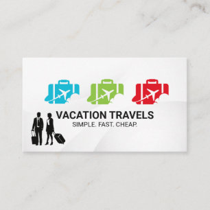 Aeroplane Suitcase Logo Business People Business Card