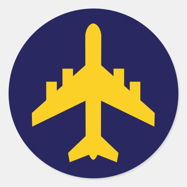 Aeroplane Symbol in Circle Classic Round Sticker (Front)