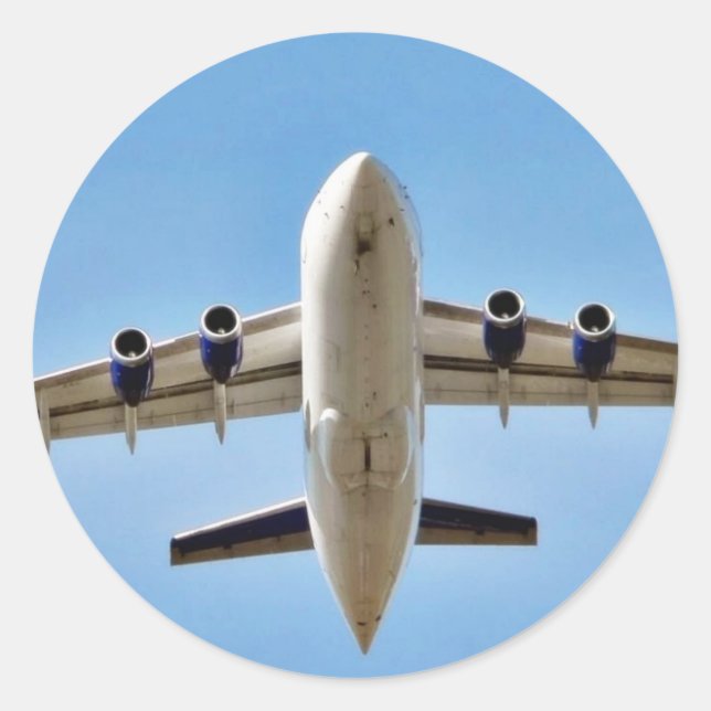 Aeroplane Takeoff High Classic Round Sticker (Front)