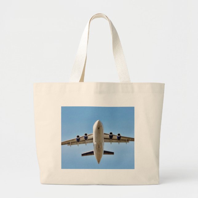 Aeroplane Takeoff High Large Tote Bag (Front)