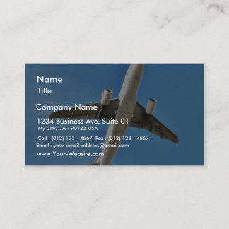 Aeroplane Takeoff On Blue Sky Business Card