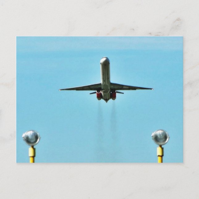 Aeroplane Taking Off On Airport Postcard (Front)