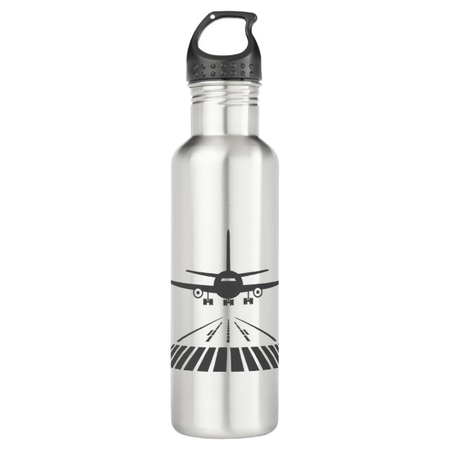 Aeroplane Taking Off Runway Illustration 710 Ml Water Bottle (Front)