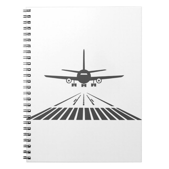 Aeroplane Taking Off Runway Illustration Notebook (Front)