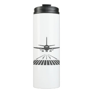 Aeroplane Taking Off Runway Illustration Thermal Tumbler