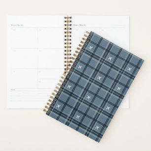 Aeroplane Tartan Plaid in Colonial Blue Planner