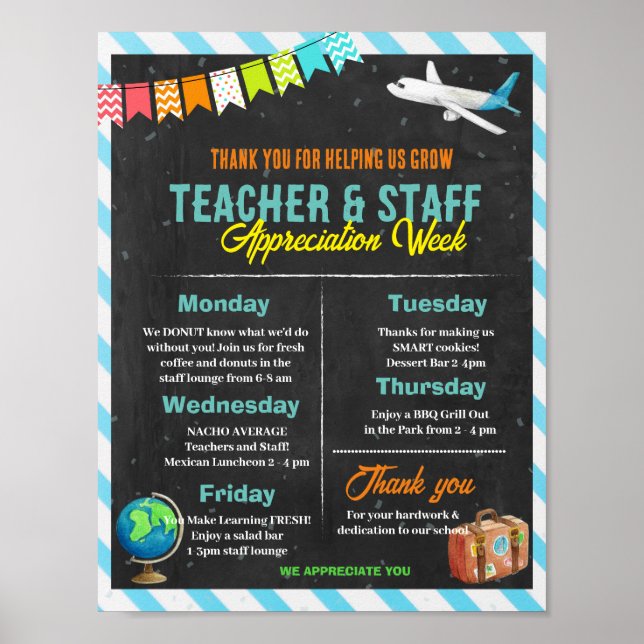 Aeroplane Teacher Staff Appreciation template Poster (Front)