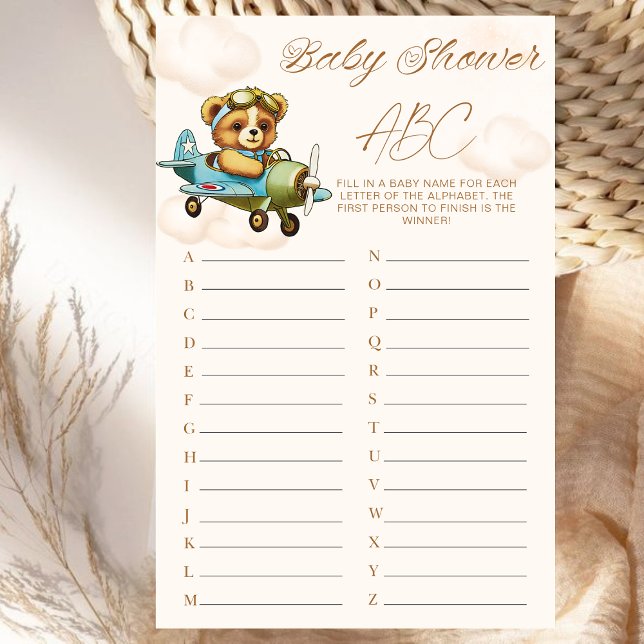 Aeroplane Teddy Bear Baby Shower Game ABC (Airplane Teddy Bear Baby Shower Game ABC)
