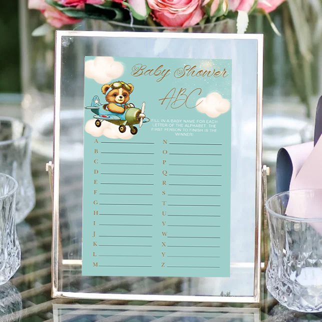 Aeroplane Teddy Bear Baby Shower Game ABC (Airplane Teddy Bear Baby Shower Game ABC)