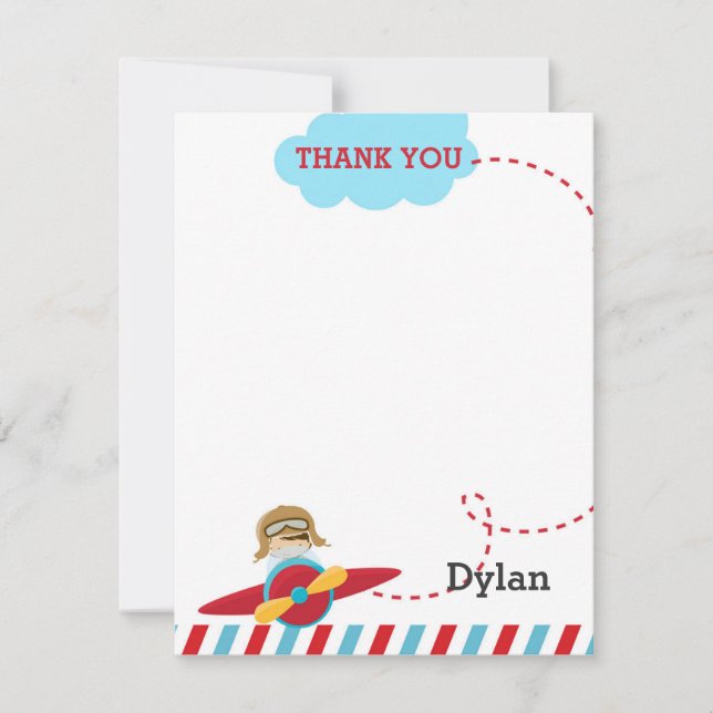 Aeroplane Thank You Card - Pilot Plane Aeroplane (Front)