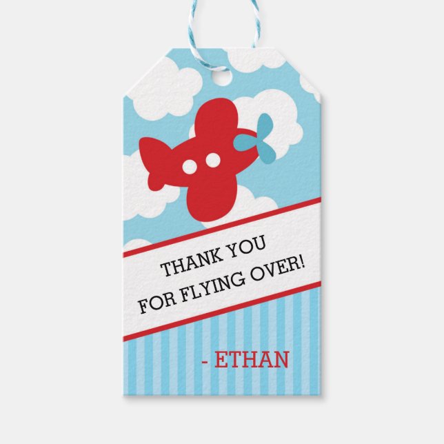 Aeroplane Thank You Tags (Birthday Favour) (Front)