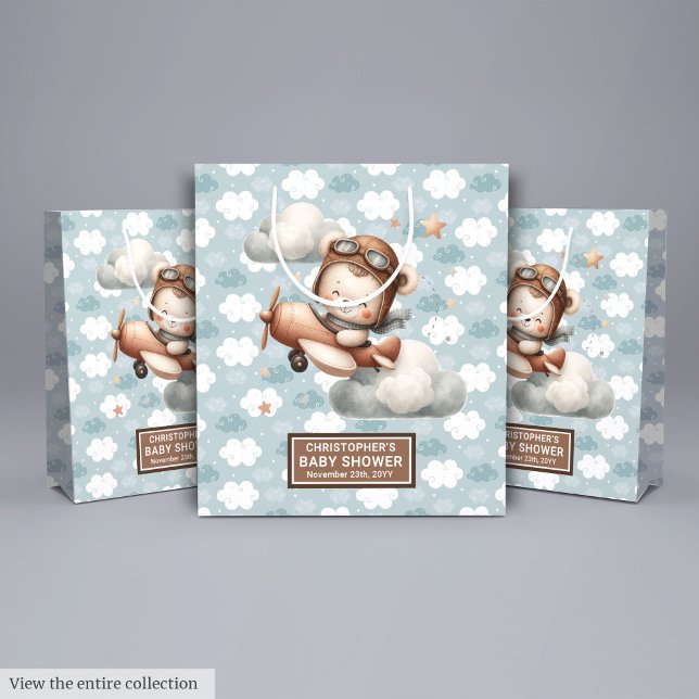 Aeroplane Theme Baby Shower Favour Bag For A Boy (Airplane Theme Baby Shower Favor Bag For A Boy)