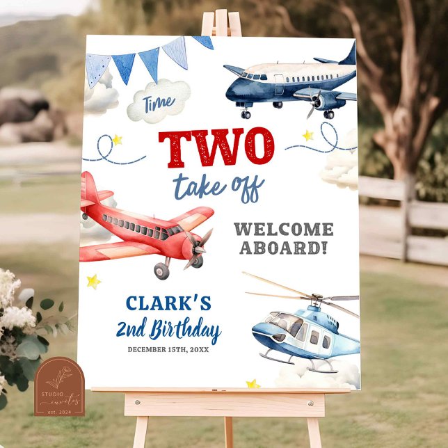 Aeroplane Theme Boy 2nd Birthday Welcome Sign (Creator Uploaded)