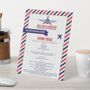 Aeroplane Themed Drink Menu - Aviation, Pilot Menu Pedestal Sign