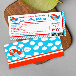 Aeroplane Ticket Baby Shower Party Invitation