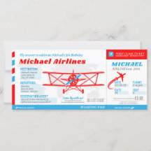 Aeroplane Ticket Boarding Pass Style Invitation