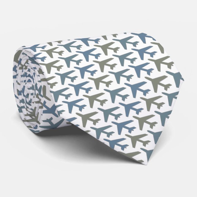 Aeroplane Tie Armani Grey & White Flight Captain (Rolled)