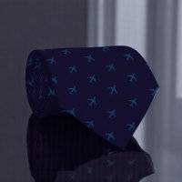 Aeroplane Tie Dark Blue Repeating Planes 