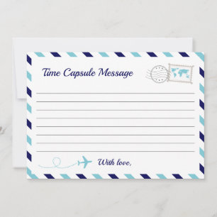 Aeroplane Time Capsule Baby Boy Shower 1st Birthda Advice Card
