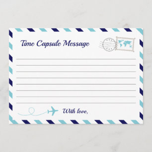Aeroplane Time Capsule Baby Boy Shower 1st Birthda Advice Card