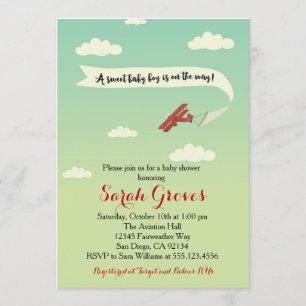 Aeroplane Transportation Baby Shower Invitaiton Invitation