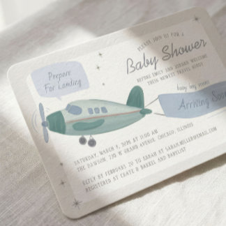 Aeroplane Travel Baby Shower Invitation
