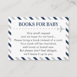 Aeroplane Travel Books for Baby Boy Shower Request Enclosure Card