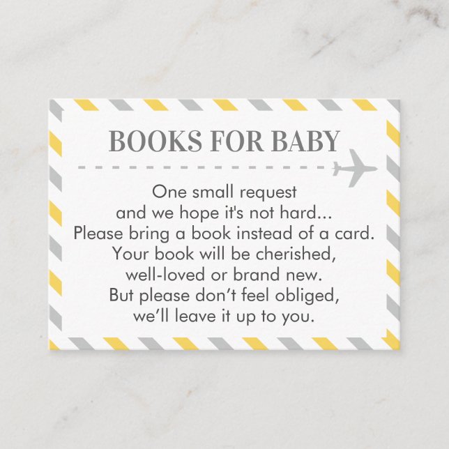 Aeroplane Travel Books for Baby Boy Shower Request Enclosure Card (Front)