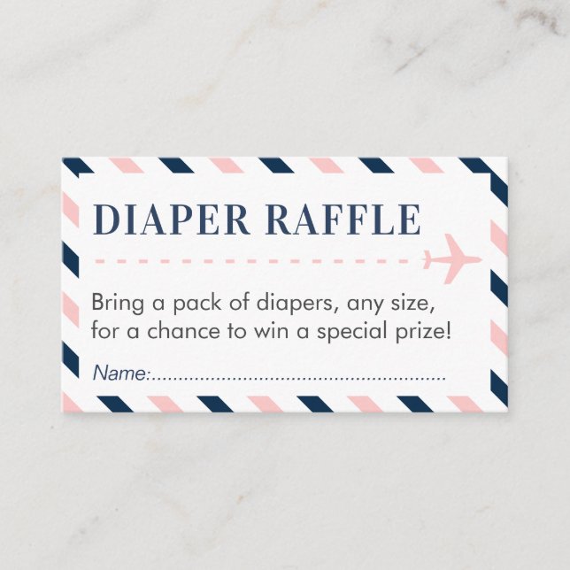 Aeroplane Travel Diaper Raffle Ticket Baby Shower Enclosure Card (Front)