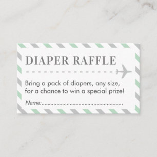 Aeroplane Travel Diaper Raffle Ticket Baby Shower Enclosure Card