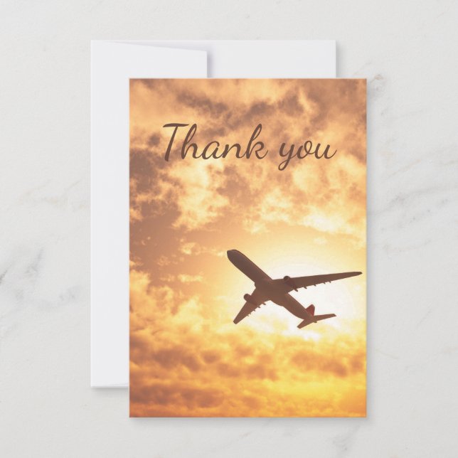 Aeroplane Travel Vacation Flying Thank You Card (Front)
