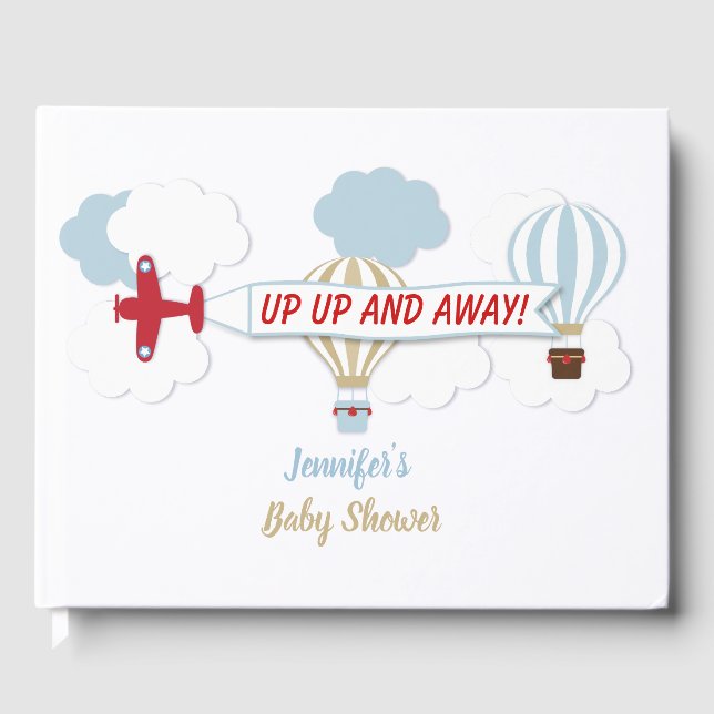 Aeroplane/ Up Up And Away! Baby Shower Guest Book (Front)
