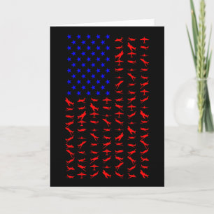 Aeroplane Us Flag American Independence Day 4th Of Card