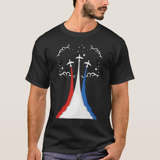 Aeroplane Usa 4th Of July Aircraft Mechanic Americ T-Shirt (Front)