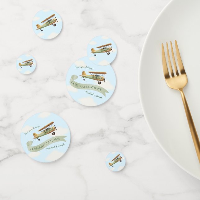 Aeroplane Vintage Baby Shower Confetti (Group)