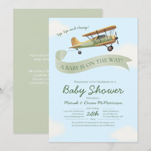 Aeroplane Vintage Baby Shower Invitation