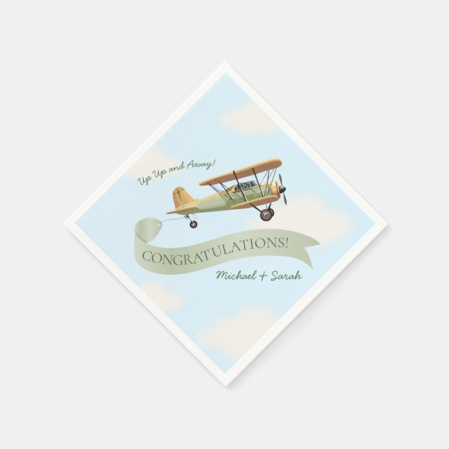 Aeroplane Vintage Baby Shower Napkin (Corner)