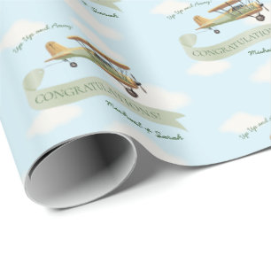 Aeroplane Vintage Baby Shower Wrapping Paper