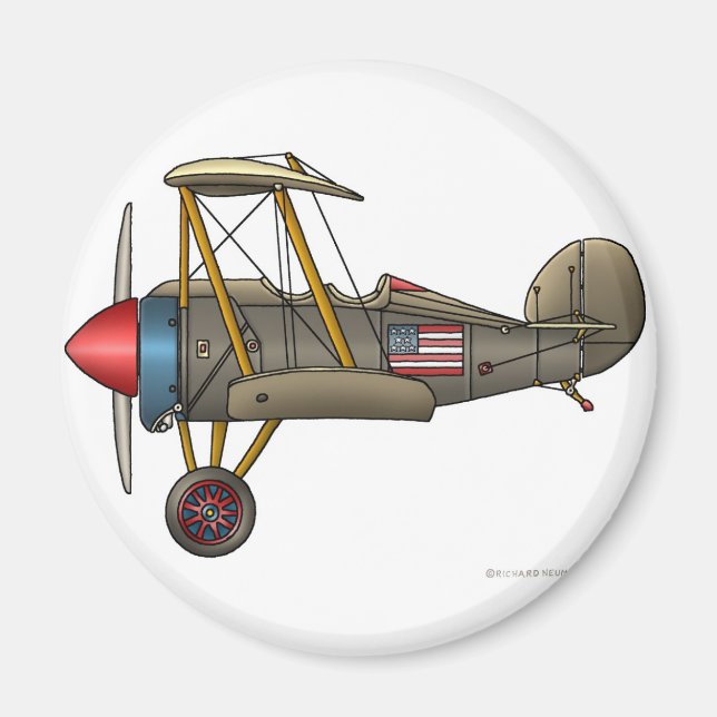 Aeroplane Vintage Biplane Magnets (Front)