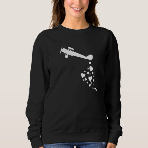 Aeroplane Vintage Biplane Skywriting Hearts Sweatshirt