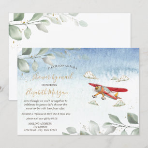 Aeroplane Virtual Baby Shower By Mail Invitation