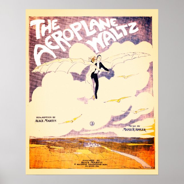 Aeroplane Waltz Vintage Sheet Music Cover Poster (Front)