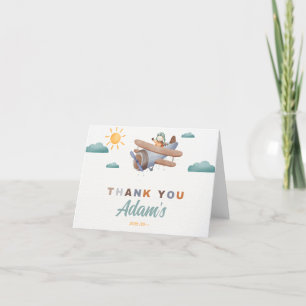Aeroplane Watercolor birthday Folded Thank You Car Card