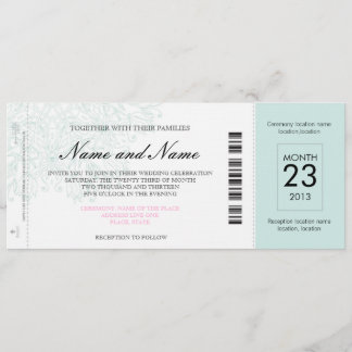 Aeroplane Wedding Ticket Invitation