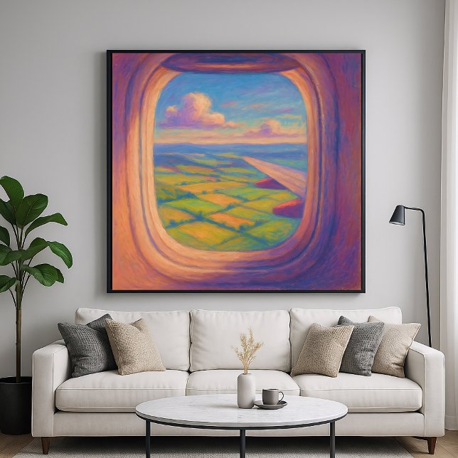 Aeroplane Window Landscape - Painterly Pastel Styl Poster (Creator Uploaded)