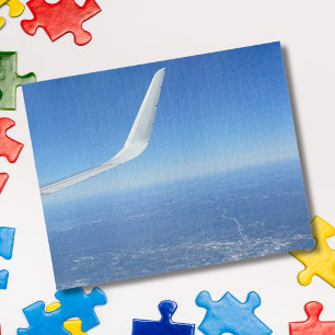 Aeroplane Wing Clouds Blue Sky Photo Aviation Jigsaw Puzzle