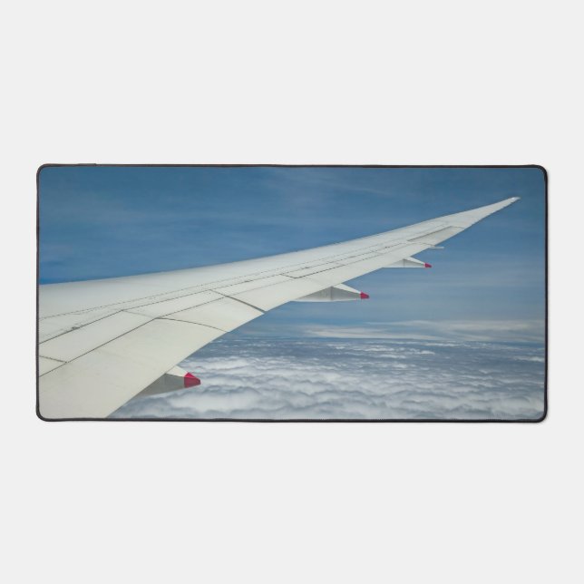 Aeroplane Wing Through The Window Sky View Clouds Desk Mat (Front)