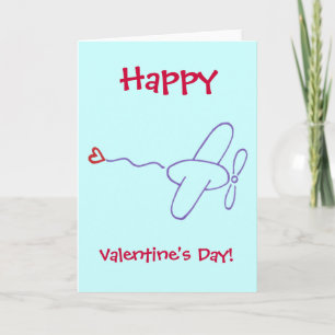 Aeroplane with Heart Happy Valentine's Day! Holiday Card